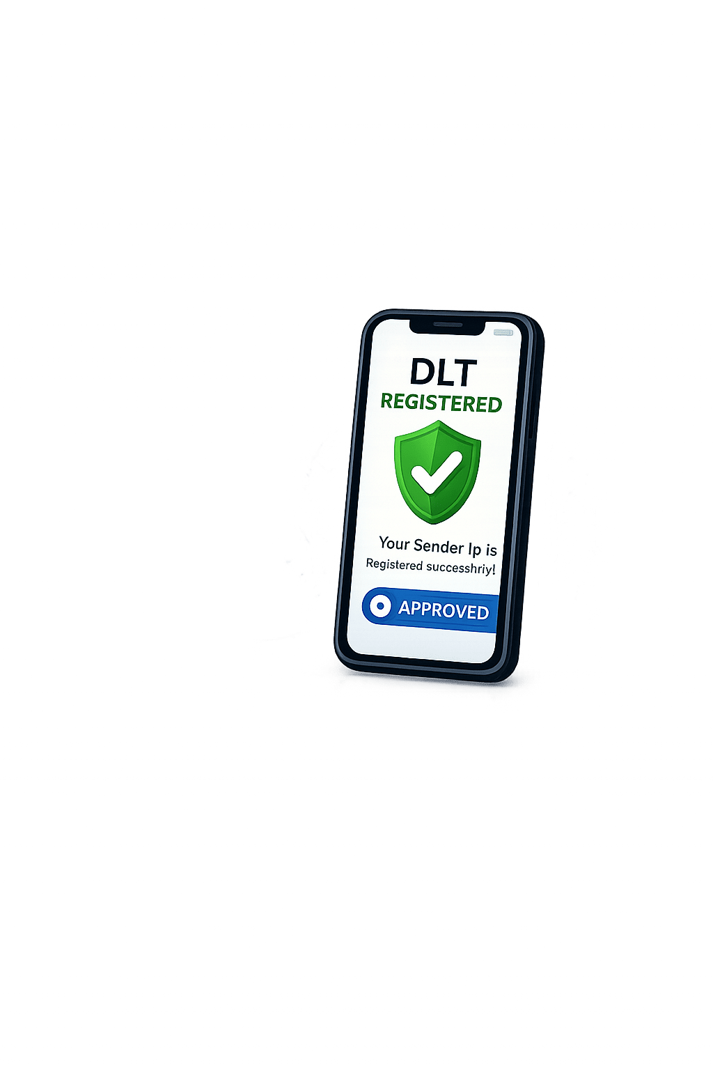 “DLT registered mobile screen illustration representing secure bulk SMS registration and approved sender ID verification.”